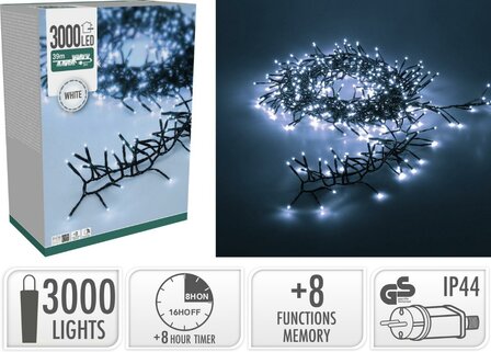 Treecluster Kerstboomverlichting - 3000led - Wit