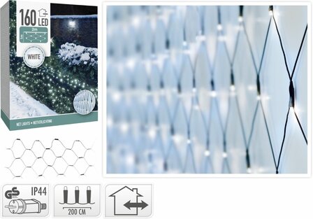 Netverlichting 160 LED&#039;s - 200x100 cm - Wit - groen snoer