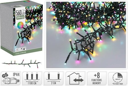 Microcluster - 11 Meter - 560 led - Soft Multi Colour - Kerst - Festival
