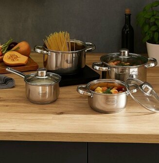 Ceruzo Pannenset 8-delig - alle Warmtebronnen - Inductie 