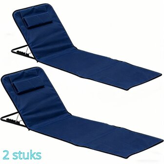 Ceruzo Strandmat - 2 Stuks - Donkerblauw - 145x47x40 cm
