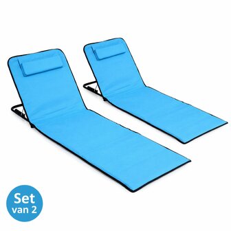 Ceruzo Strandmat - 2 Stuks - Lichtblauw- 145x47x40 cm