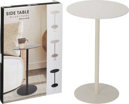 Bijzettafel - Rond - Wit - 35x53 cm