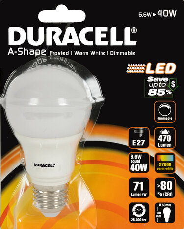 Duracell Dimbare LED-lamp 6,6W 