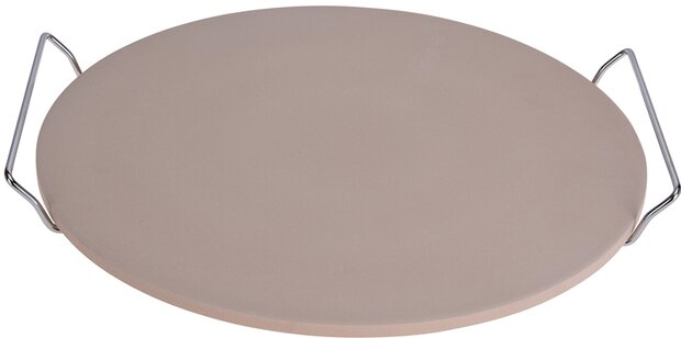 Pizza-baksteen 33cm met metalen houder 