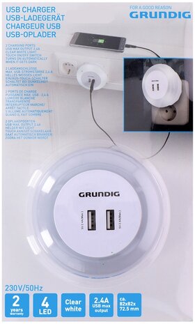 Grundig Nachtlamp met 2 USB-laders