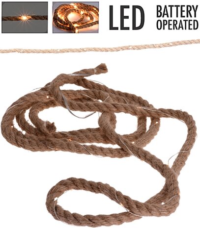 Jute touw met ledverlichting - 1.50 meter