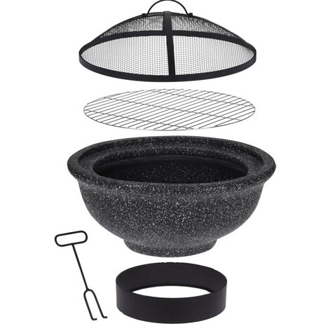 Vuurschaal solid met BBQ-rooster - 49cm