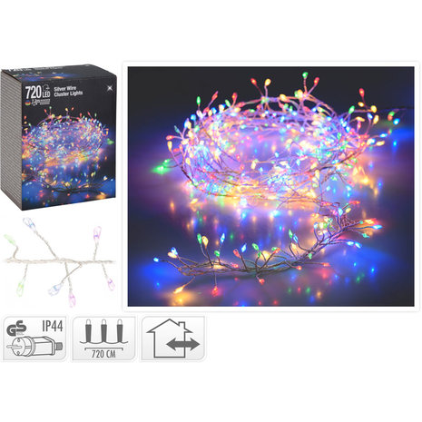 Zilverdraad - cluster - 720LED - multicolor