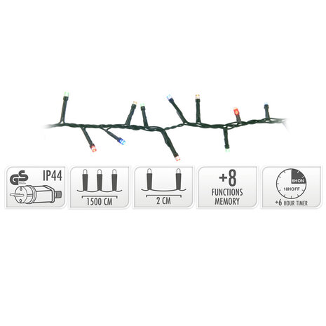 Micro Cluster met Haspel - 750 LED - 15 meter - met timer - multicolor