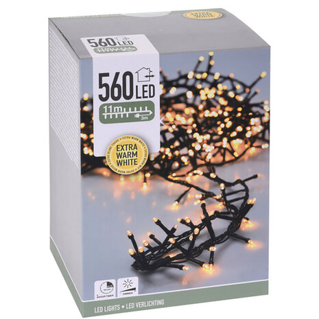 Micro Cluster 560 LED - 11m - met timer en dimmer - extra warm wit