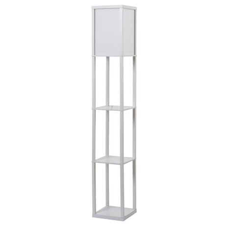 Vloerlamp met 3 planken binnenverlichting E27 tot 40W voor woon/slaapkamer E1-MDF, acryl wit 26 x 26 x 160 cm