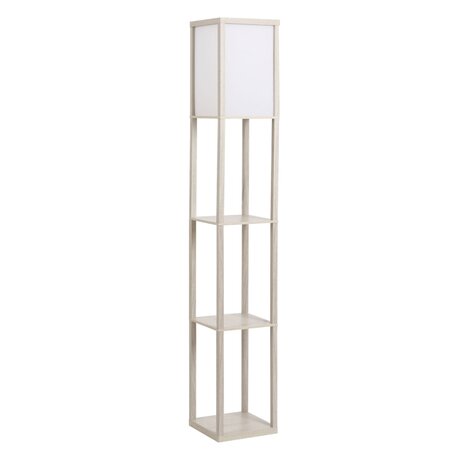 Vloerlamp met 3 planken binnenverlichting E27 tot 40W voor woon/slaapkamer E1-MDF, acryl eiken+wit 26 x 26 x 160 cm