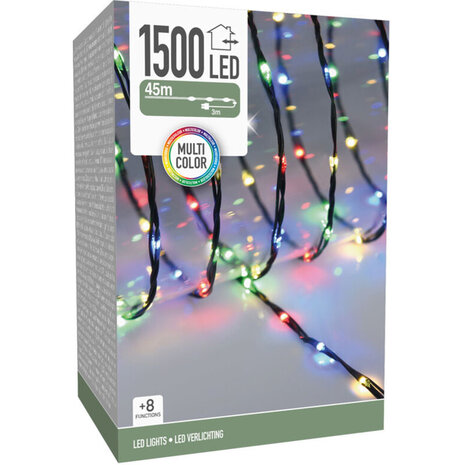 LED Verlichting 1500 LED - 45 meter - multicolor - voor binnen en buiten - 8 Lichtfuncties - Soft Wire 