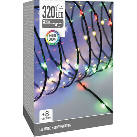 LED Verlichting 320 LED - 24 meter - multicolor - voor binnen en buiten - 8 Lichtfuncties - Soft Wire 