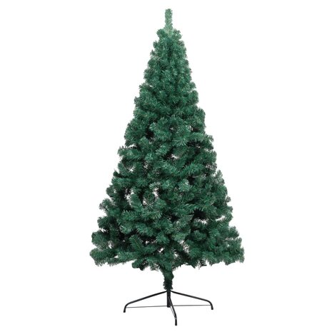 Kunstkerstboom met standaard half 150 cm PVC groen