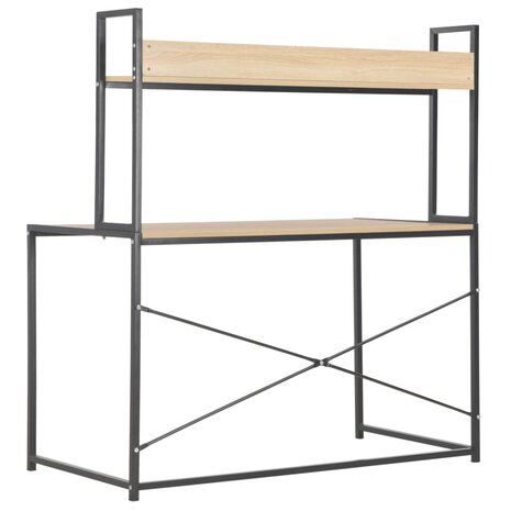 Bureau - Schrijftafel - Computerbureau - Bureautafel - Werktafel - Hobbytafel - 120x60x138 cm - zwart en eikenkleurig