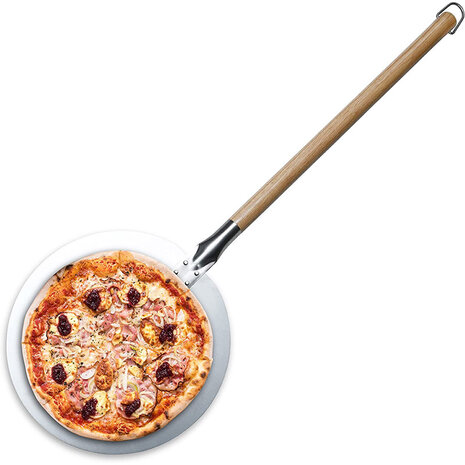 Masterpro Pizzaschep XL - voor oven en BBQ - Ø30 x 87cm - met afneembaar handvat - RVS