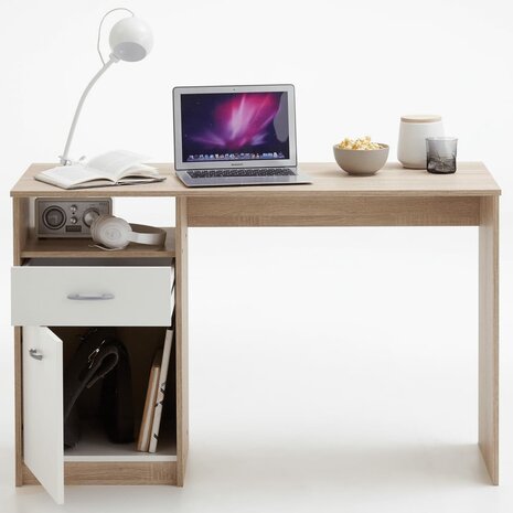 Bureau - Schrijftafel - Eikenkleurig - Met 1 lade - 123x50x76,5 cm