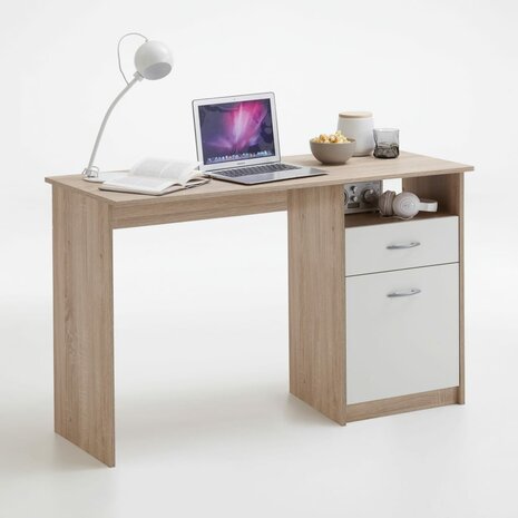 Bureau - Schrijftafel - Eikenkleurig - Met 1 lade - 123x50x76,5 cm