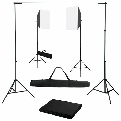 Fotostudio set Fotografie - Met  softboxlampen - En achtergrond - Zwart