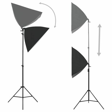 Fotostudio set Fotografie - Met  softboxlampen - En achtergrond - Zwart