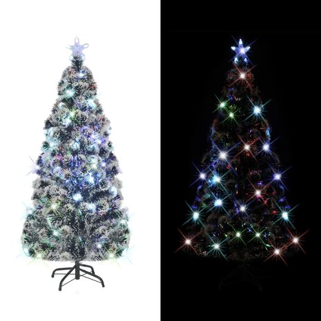 Kunstkerstboom met standaard/LED 180 cm glasvezel