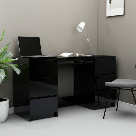 Bureau - Schrijftafel - Hoogglans zwart - 140x50x77 cm