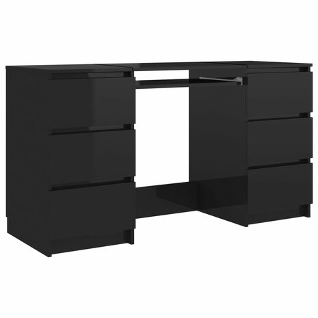 Bureau - Schrijftafel - Hoogglans zwart - 140x50x77 cm