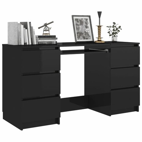 Bureau - Schrijftafel - Hoogglans zwart - 140x50x77 cm