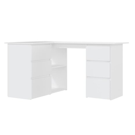 Hoekbureau - Bureau - Schrijftafel - Wit - 145x100x76 cm