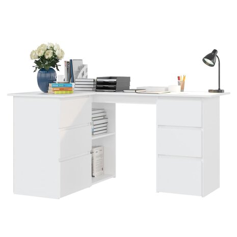 Hoekbureau - Bureau - Schrijftafel - Wit - 145x100x76 cm