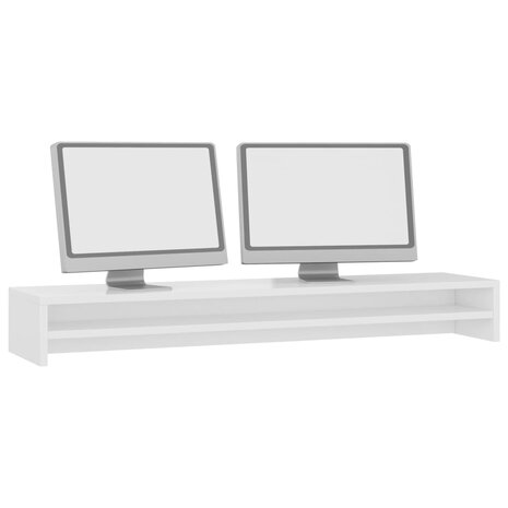 XL - Monitor verhoger - Monitorstandaard - Hoogglans wit - 100x24x13 cm