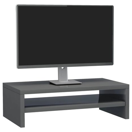 Monitorstandaard - Monitor verhoger - Hoogglans grijs -42x24x13 cm