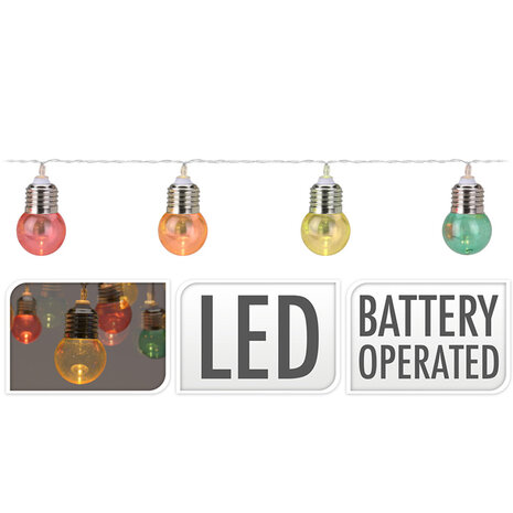 Feestverlichting - 30 LED Bolletjes - 4.50 meter - Multicolor - op Batterijen