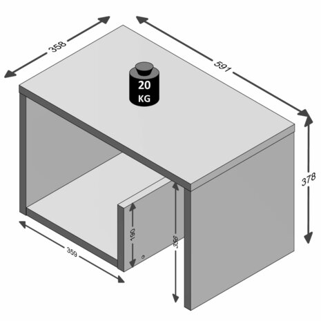 Salontafel - Bijzettafel - 2-in-1 59,1x35,8x37,8 cm -Wit