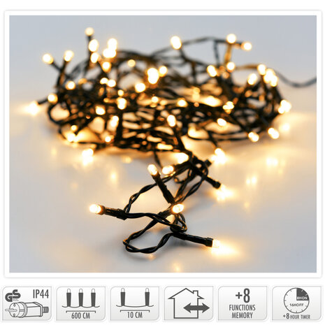 Kerstverlichting 120 led- 9m - extra warm wit - Timer - Lichtfuncties - Geheugen - Buiten