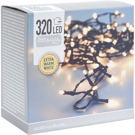 Kerstverlichting 320 led- 24m - extra warm wit - Timer - Lichtfuncties - Geheugen - Buiten