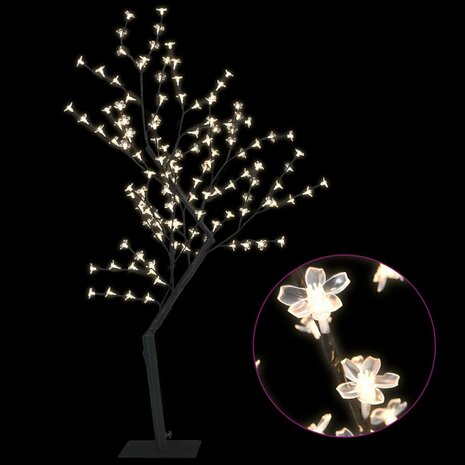 Kerstboom - Kunstkerstboom - Verlicht - 128 LED's - blauw licht - kersenbloesem  - 120 cm