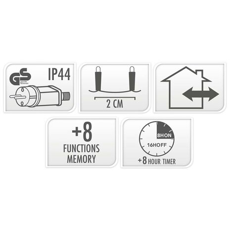 Microcluster - 1800 led - 36m - warm wit - Timer - Lichtfuncties - Geheugen - Buiten