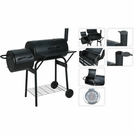 Vaggan Smoker Houtskoolbarbecue - Cilinder Rookoven - 118 x 53 x 102 cm