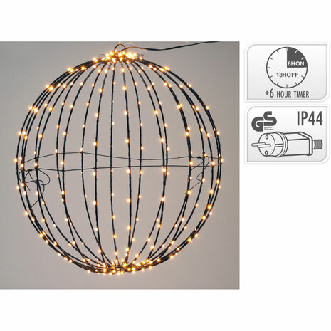 Kerstverlichting -  Lichtbol met 400 led - Metaal - 60 cm - met Timer - extra warm wit