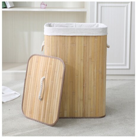 Ceruzo Bamboe Wasmand met Deksel - 72L - Naturel