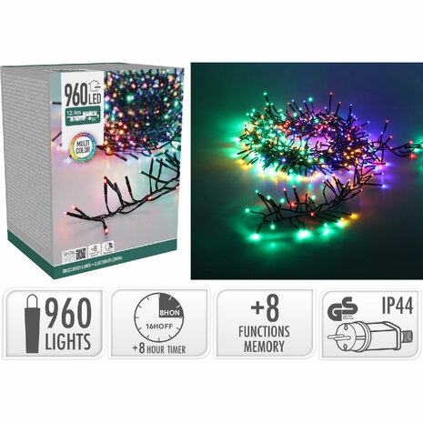 Treecluster Kerstboomverlichting - 960led - multicolor