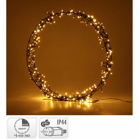 Kerstkrans op Standaard - 300 LED - 60 cm - warm wit - Timer 