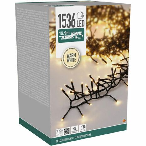 Treecluster Kerstboomverlichting - 1536led - warm wit