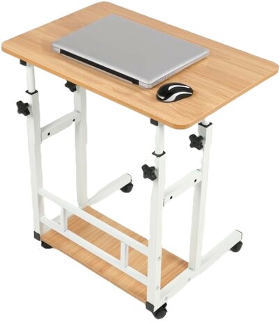 Ceruzo Laptoptafel - Verrijdbare Bedtafel - Verstelbaar in Hoogte 85cm - Tafelblad 80x40cm