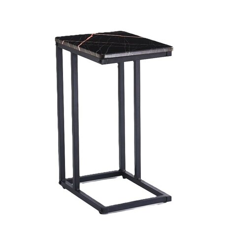 Ceruzo Bijzettafel - Banktafeltje - Metaal en MDF - Zwart-Pink Marble