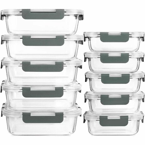 Ceruzo Meal Prep Bakjes - 10 stuks Vershoudbakjes - Glas 