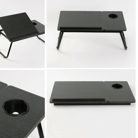 Ceruzo Bedtafel Verstelbaar Zwart- Laptoptafel - Ontbijttafel 